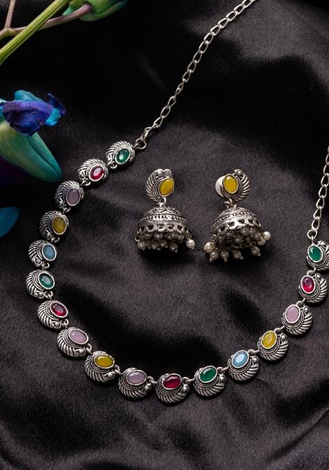 Stones Studded and Beaded Jewellery Set