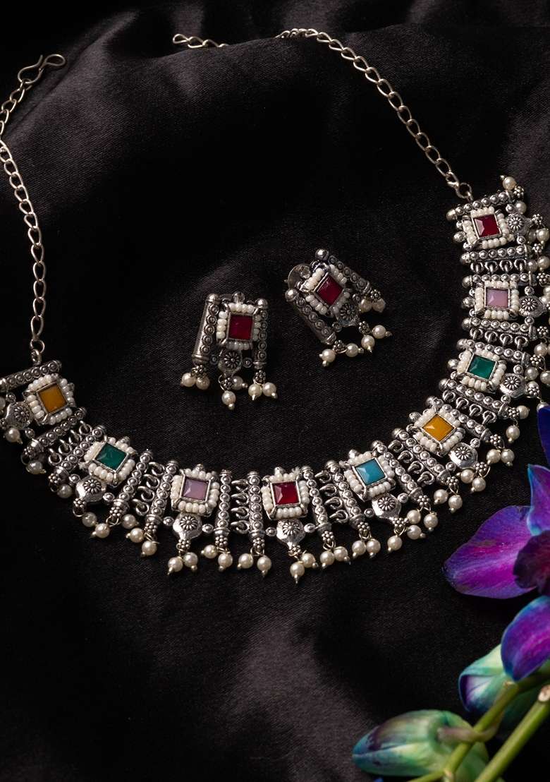 Stones Studded Jewellery Set - Indya