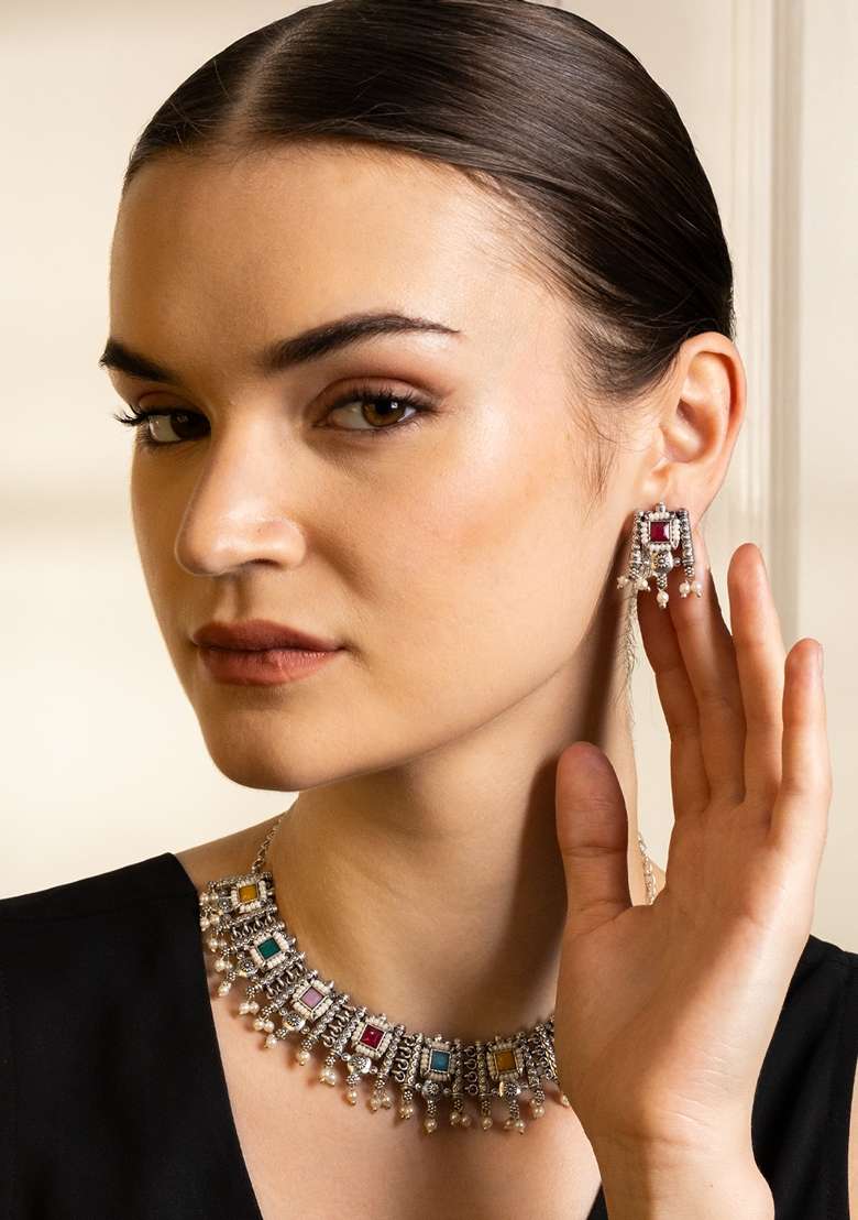 Stones Studded Jewellery Set - Indya