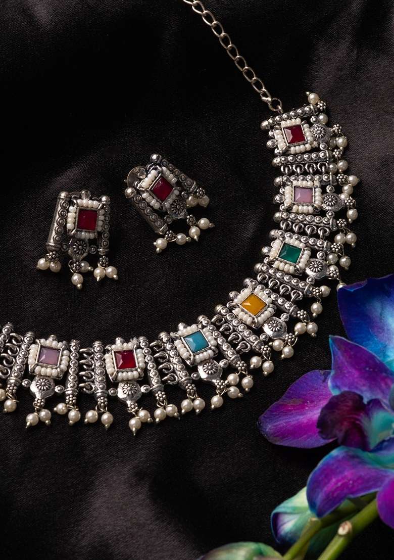 Stones Studded Jewellery Set - Indya