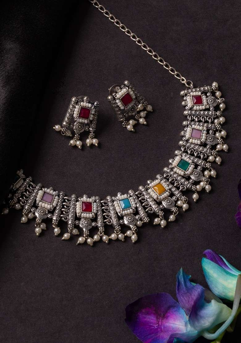 Stones Studded Jewellery Set - Indya