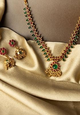 Gold Plated Stone Studded Jewellery Set