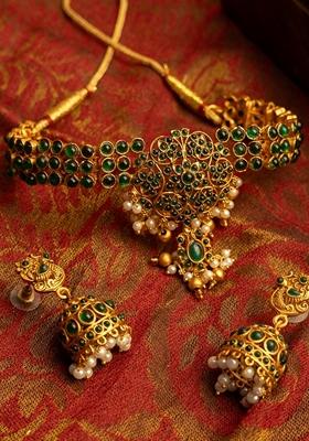 Gold Plated Kundan Stone Studded Jewellery Set