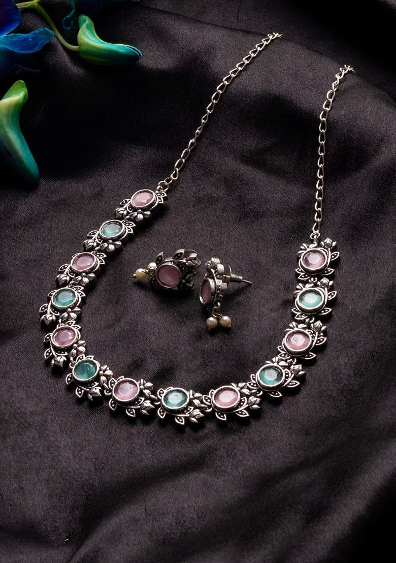 Stones Studded and Beaded Jewellery Set - Indya