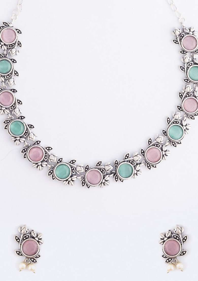 Stones Studded and Beaded Jewellery Set - Indya