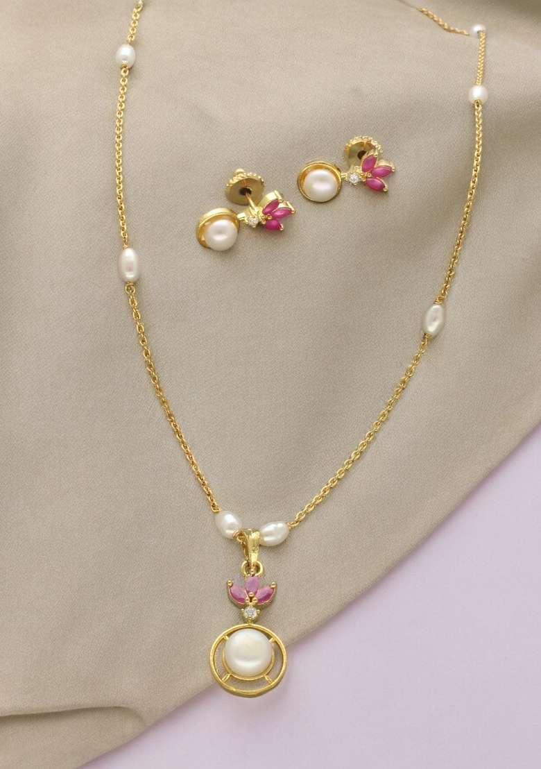 White Gold Plated Alloy Necklace Set - Indya