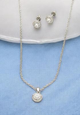 White Gold Plated 925 Silver Necklace Set