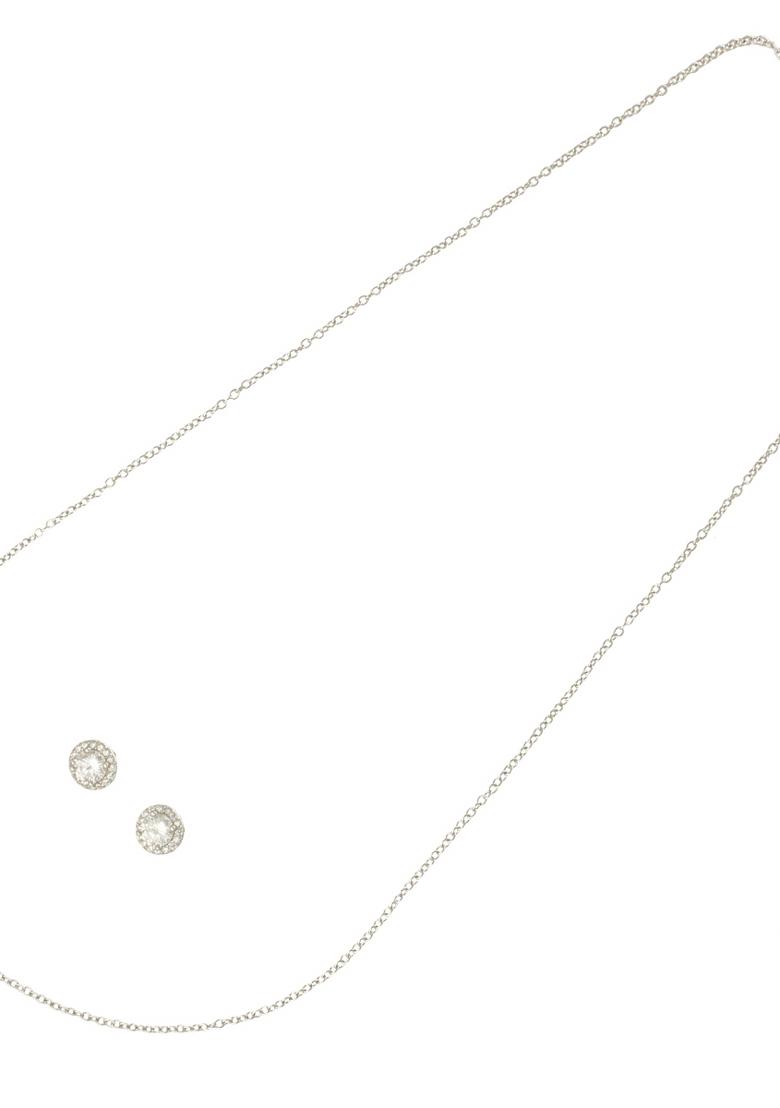 White Gold Plated 925 Silver Necklace Set - Indya