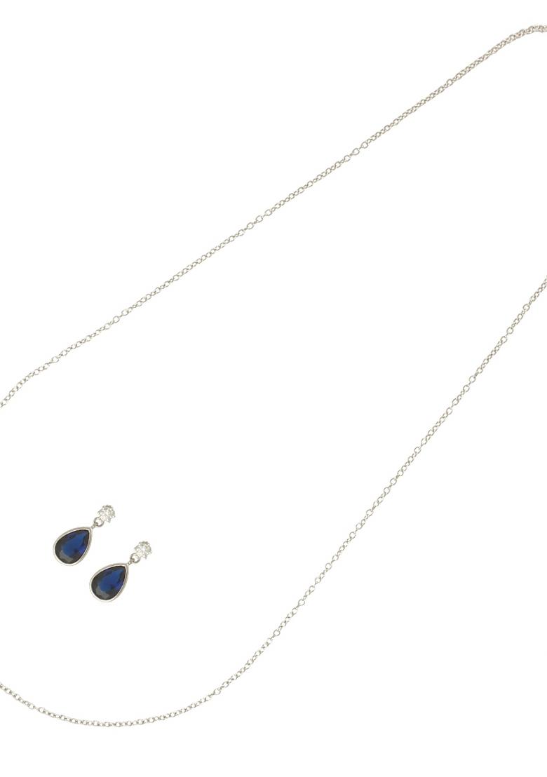 Blue Gold Plated 925 Silver Necklace Set - Indya