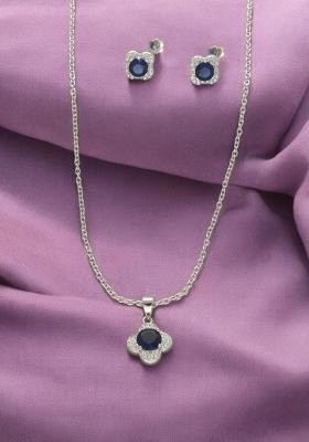 Blue Gold Plated 925 Silver Necklace Set