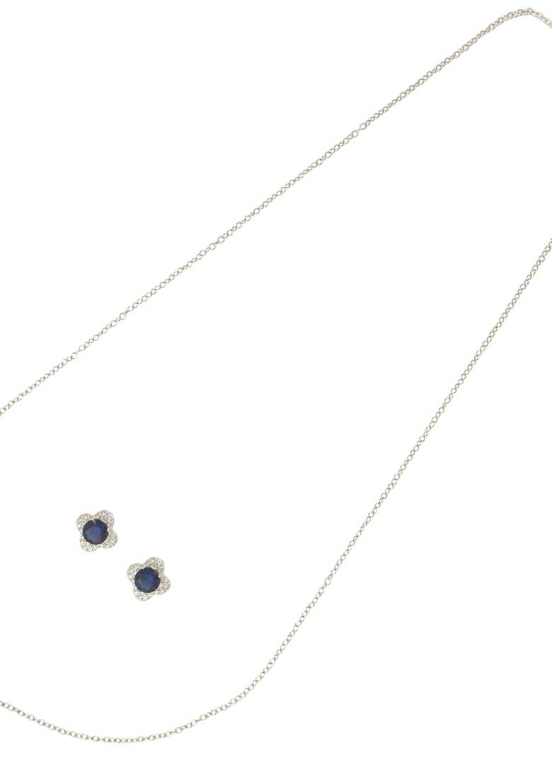 Blue Gold Plated 925 Silver Necklace Set - Indya