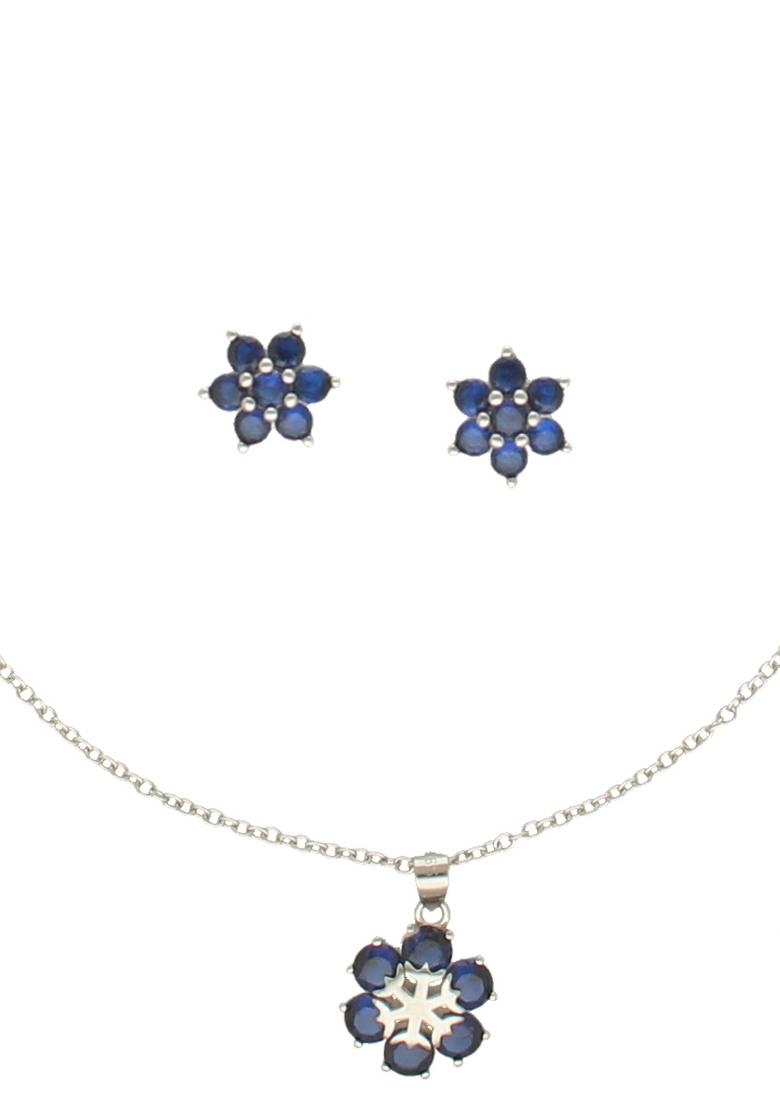 Blue Gold Plated 925 Silver Necklace Set - Indya