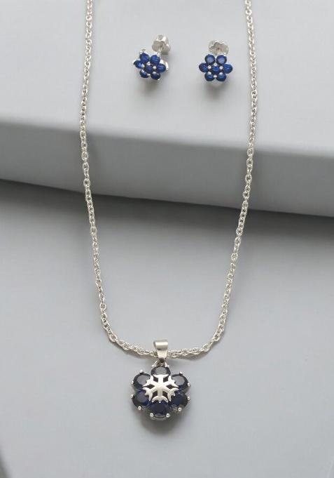 Blue Gold Plated 925 Silver Necklace Set