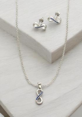 Blue Gold Plated 925 Silver Necklace Set