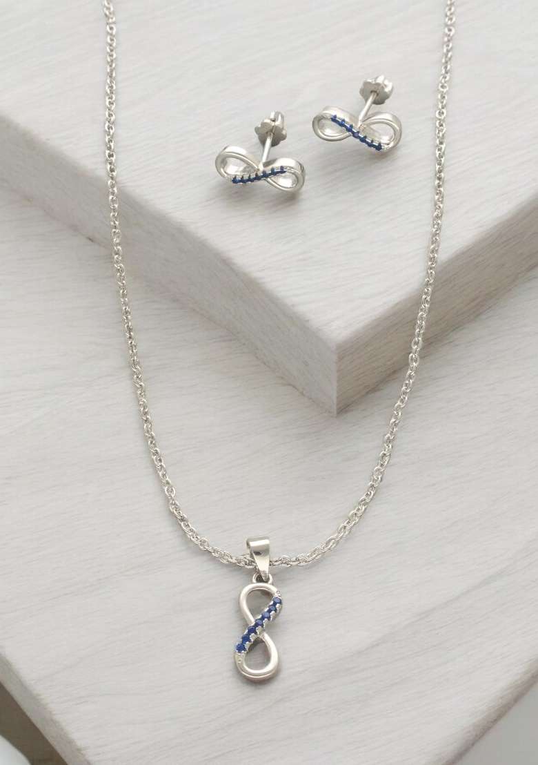 Blue Gold Plated 925 Silver Necklace Set - Indya