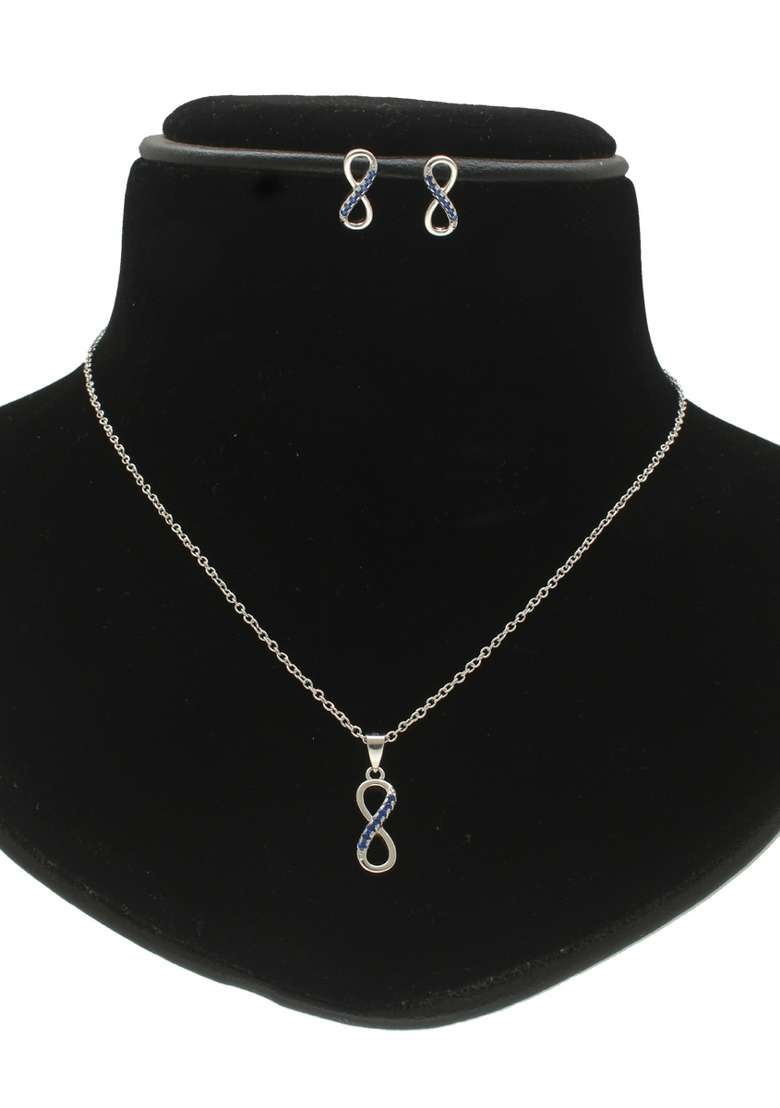 Blue Gold Plated 925 Silver Necklace Set - Indya