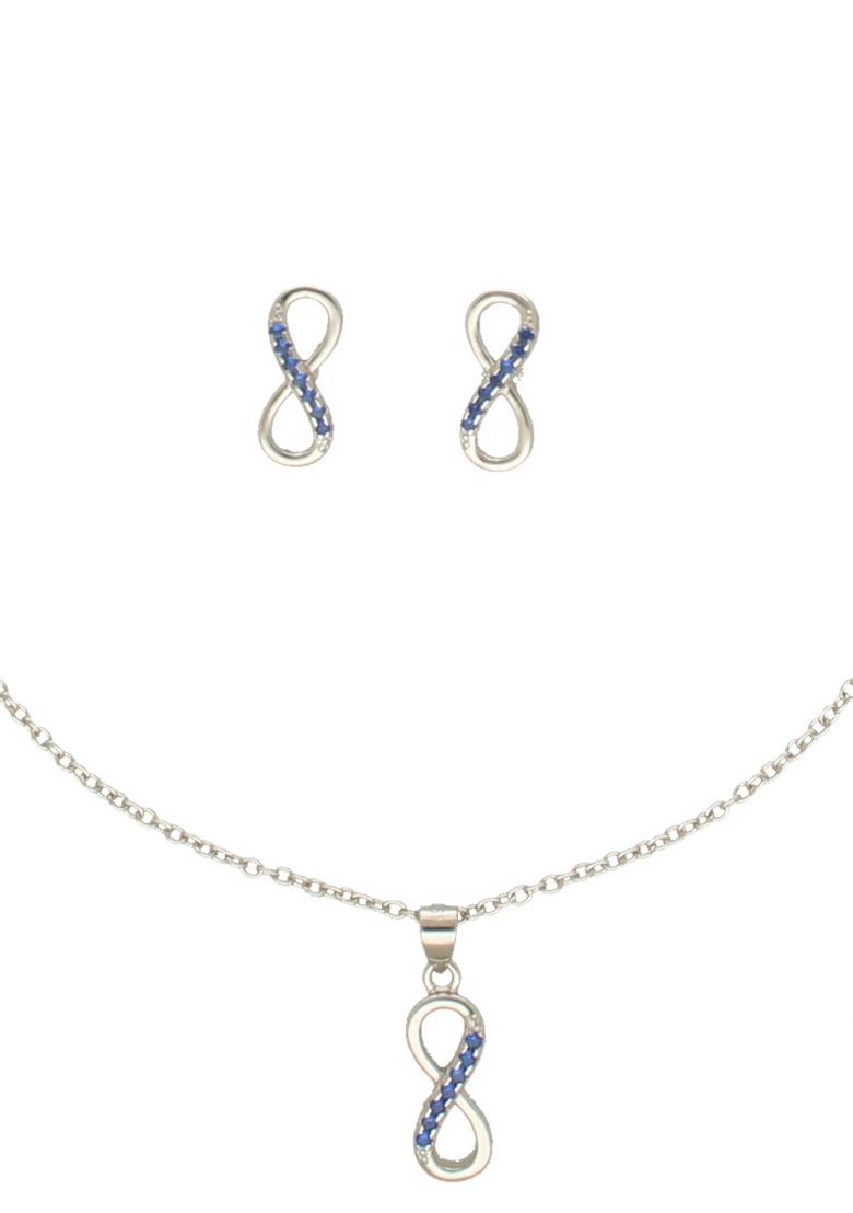 Blue Gold Plated 925 Silver Necklace Set - Indya