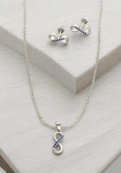 Blue Gold Plated 925 Silver Necklace Set