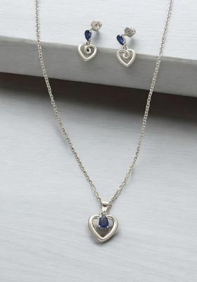 Blue Gold Plated 925 Silver Necklace Set