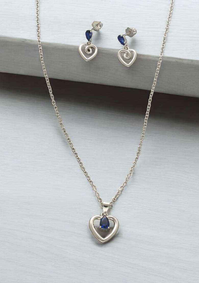 Blue Gold Plated 925 Silver Necklace Set - Indya