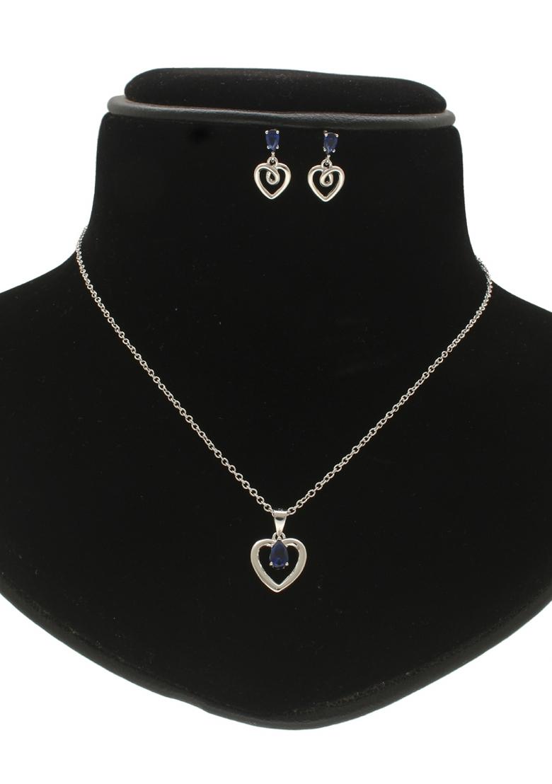 Blue Gold Plated 925 Silver Necklace Set - Indya