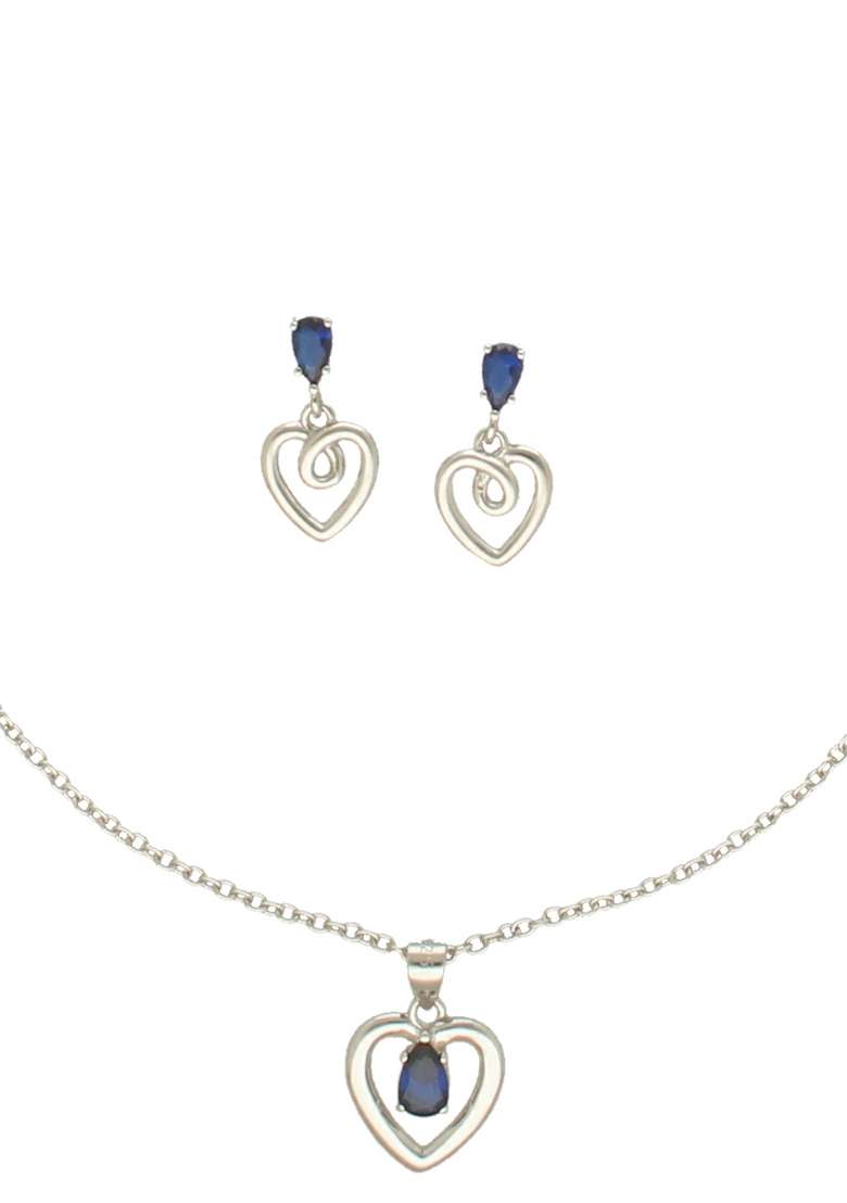 Blue Gold Plated 925 Silver Necklace Set - Indya