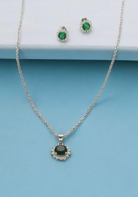 Green Gold Plated 925 Silver Necklace Set