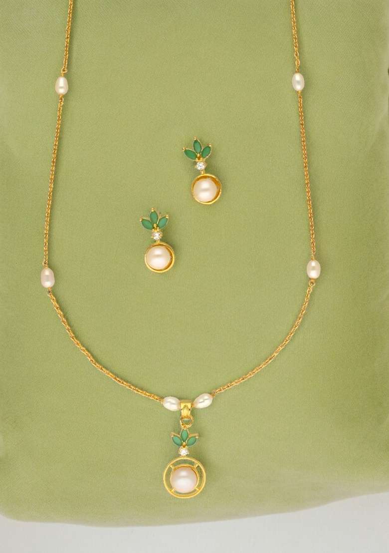 White Gold Plated Alloy Necklace Set - Indya
