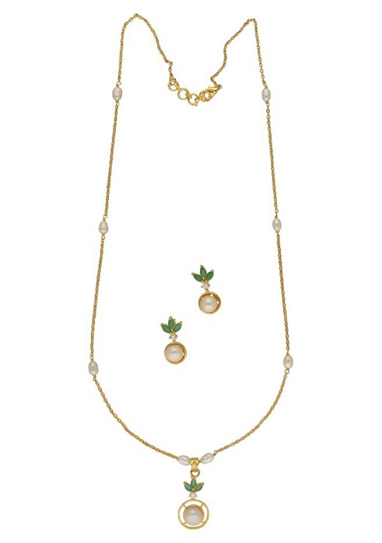 White Gold Plated Alloy Necklace Set - Indya