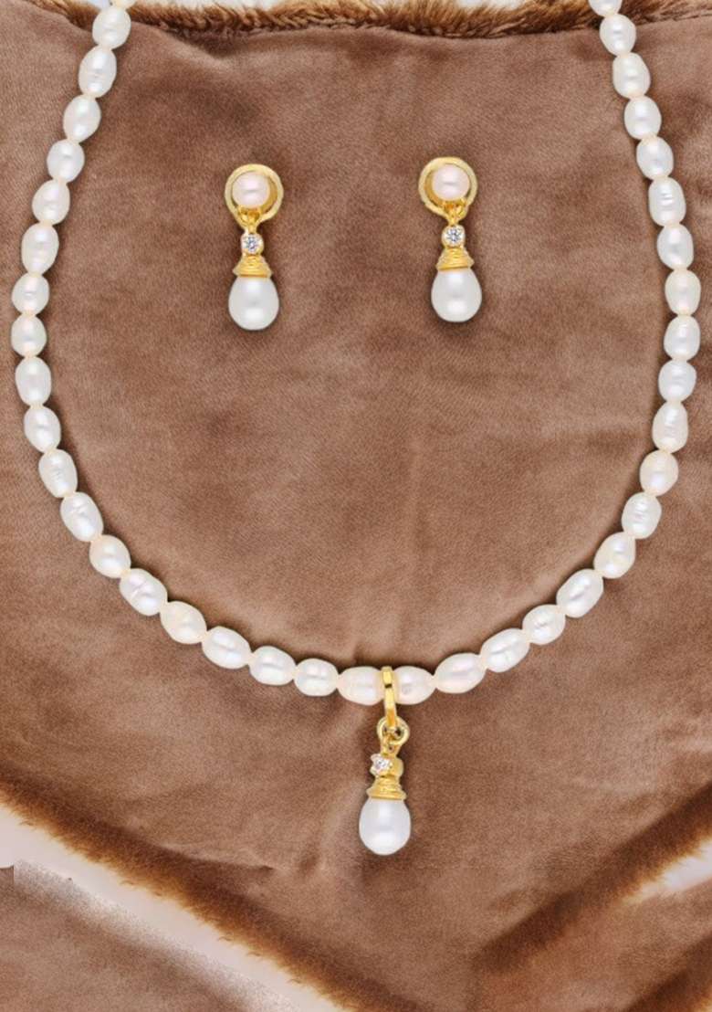 White Gold Plated Alloy Necklace Set - Indya