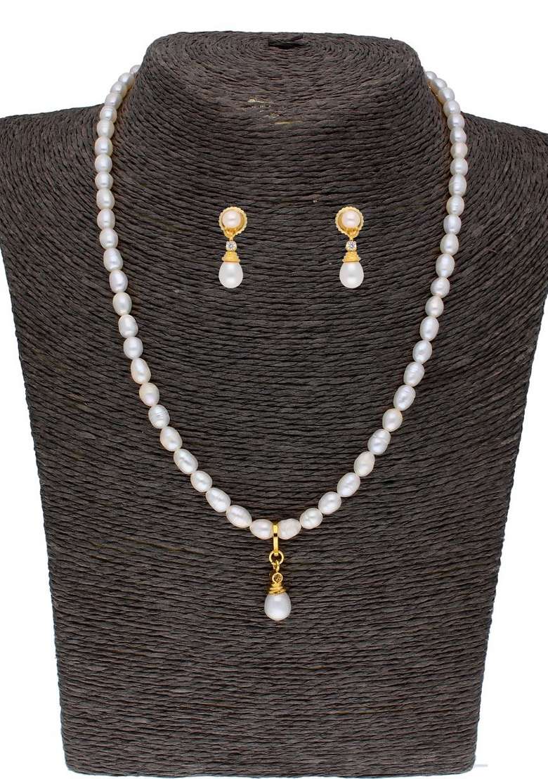 White Gold Plated Alloy Necklace Set - Indya
