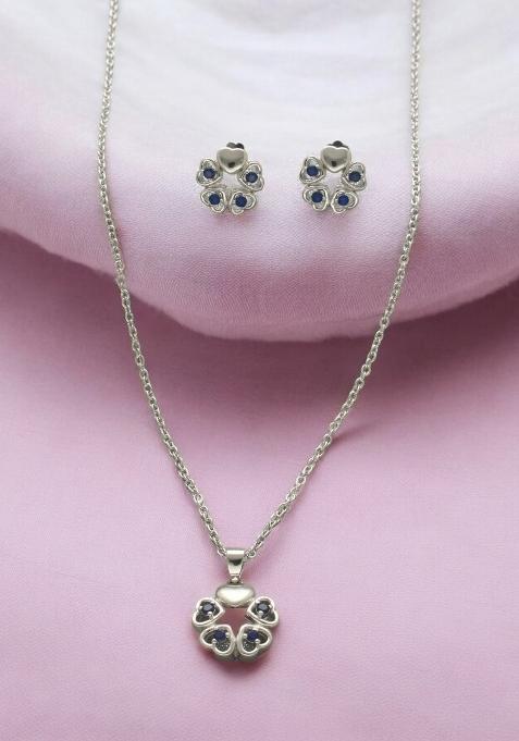 Blue Gold Plated 925 Silver Necklace Set