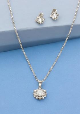 White Gold Plated 925 Silver Necklace Set