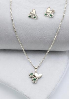 Green Gold Plated 925 Silver Necklace Set