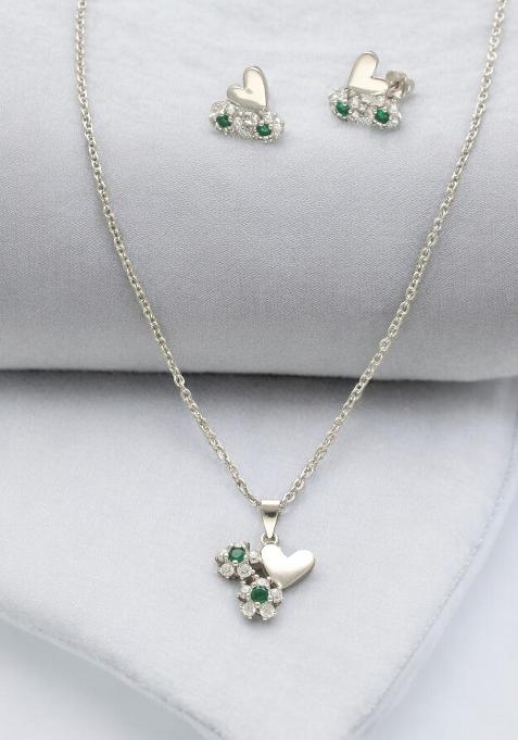 Green Gold Plated 925 Silver Necklace Set