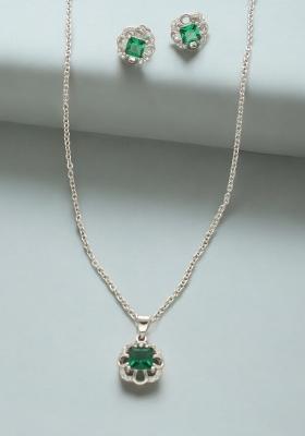 Green Gold Plated 925 Silver Necklace Set
