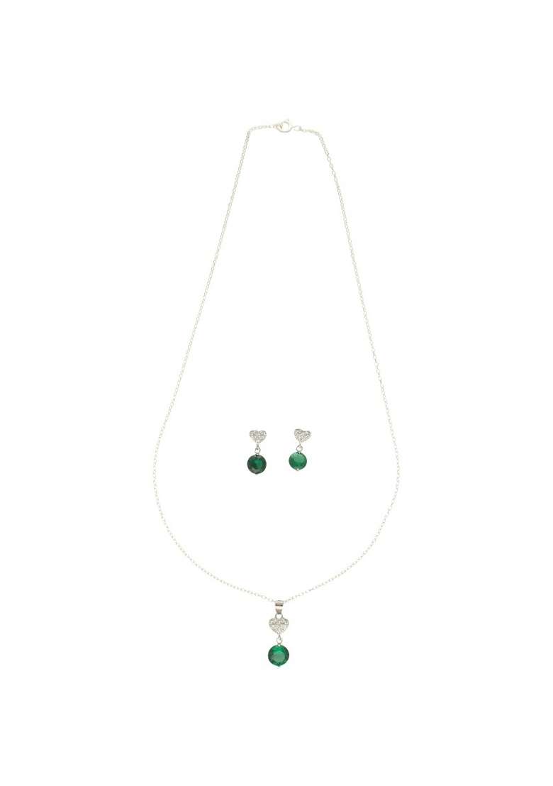 Green Gold Plated 925 Silver Necklace Set - Indya