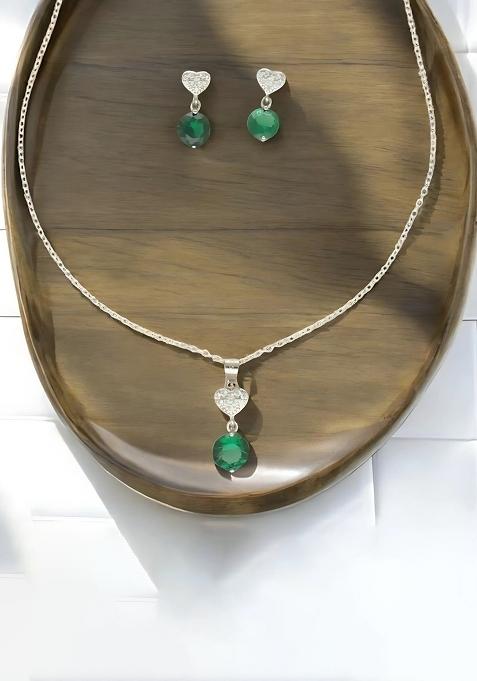 Green Gold Plated 925 Silver Necklace Set