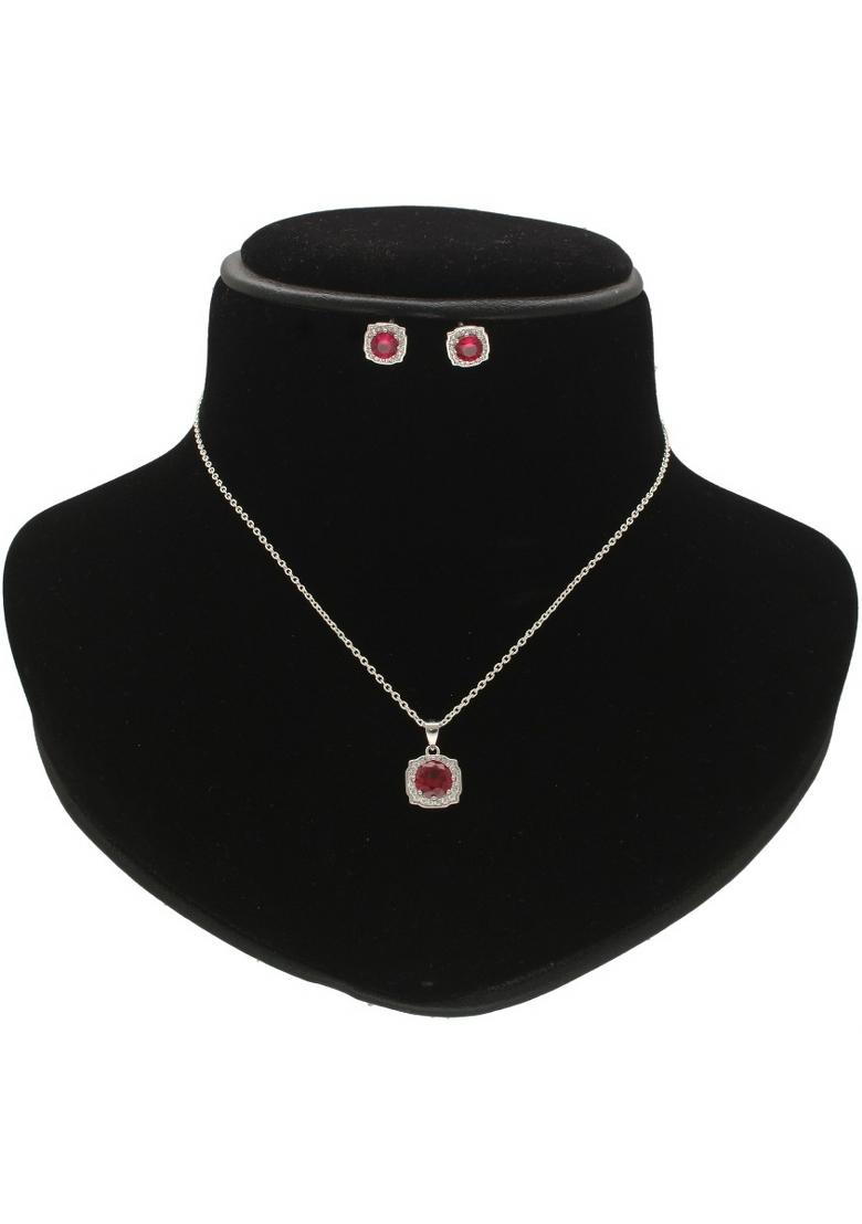 Pink Gold Plated 925 Silver Necklace Set - Indya