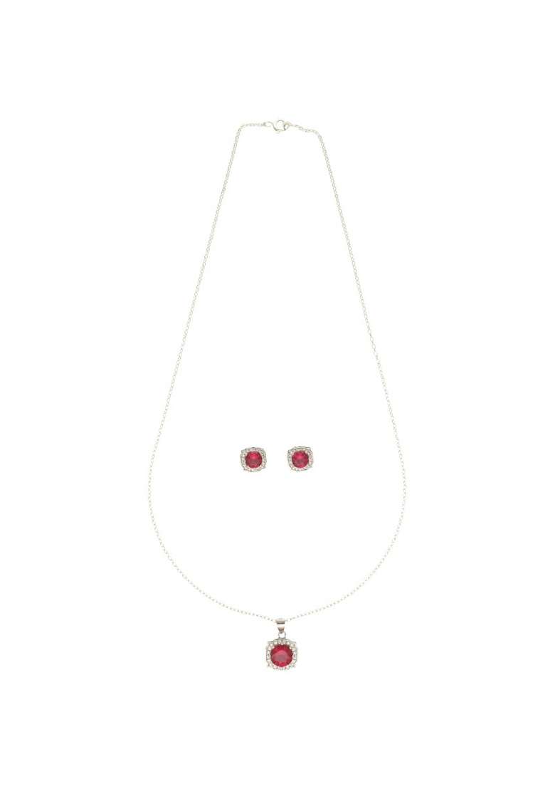Pink Gold Plated 925 Silver Necklace Set - Indya