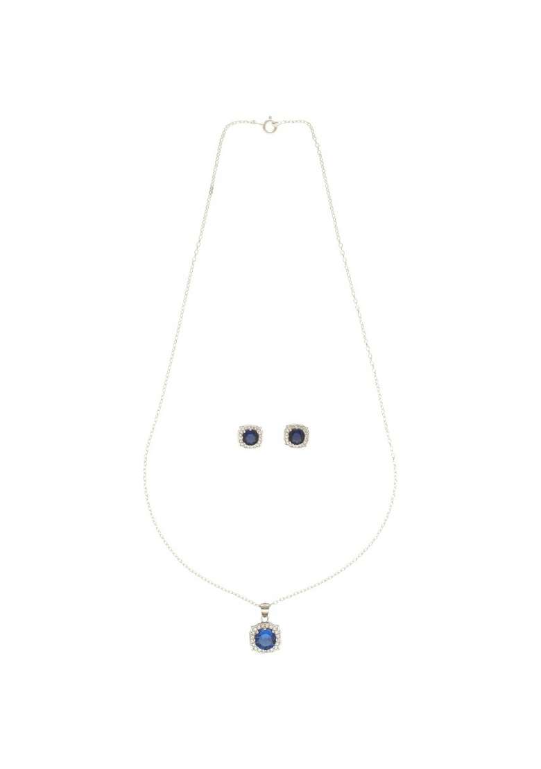 Blue Gold Plated 925 Silver Necklace Set - Indya