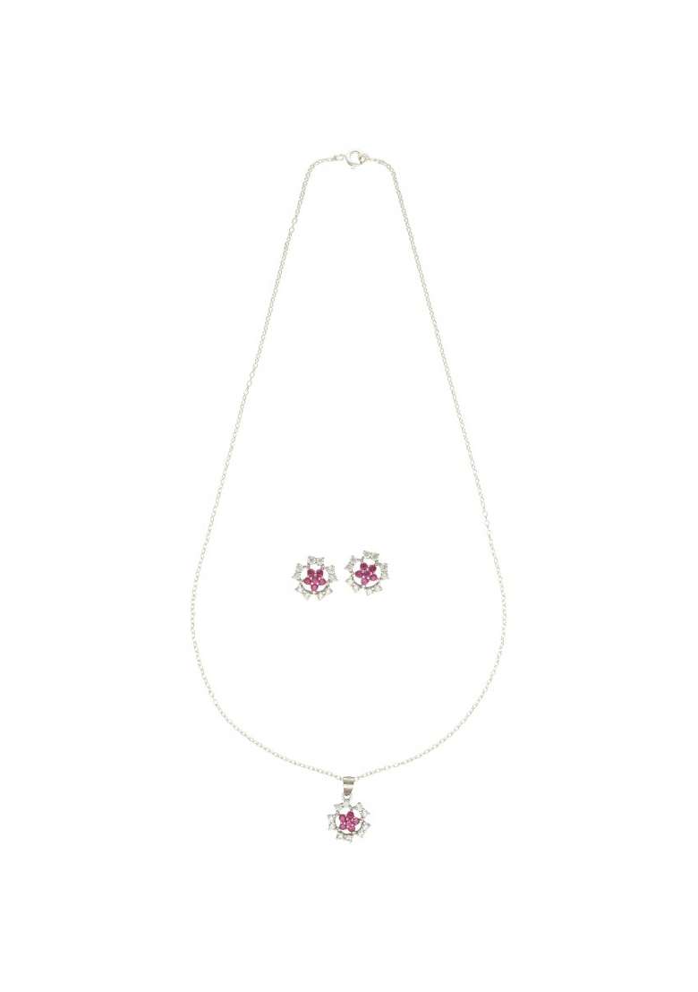 Pink Gold Plated 925 Silver Necklace Set - Indya