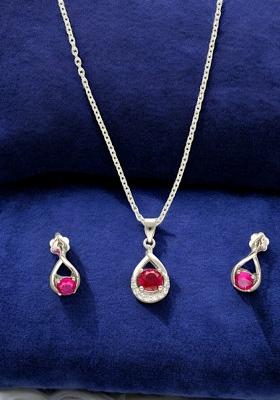 Pink Gold Plated 925 Silver Necklace Set