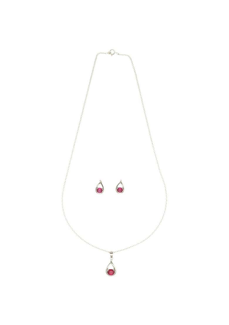 Pink Gold Plated 925 Silver Necklace Set - Indya