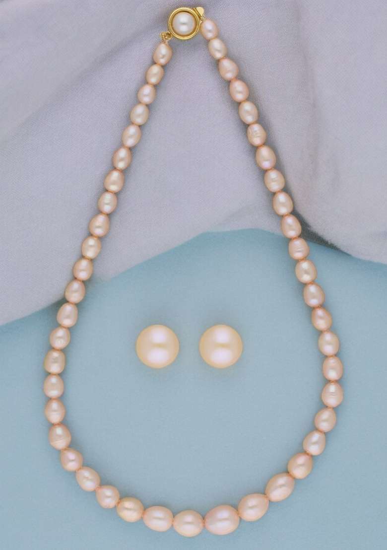 Pink Gold Plated Alloy Necklace Set - Indya
