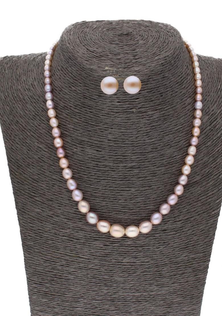 Pink Gold Plated Alloy Necklace Set - Indya