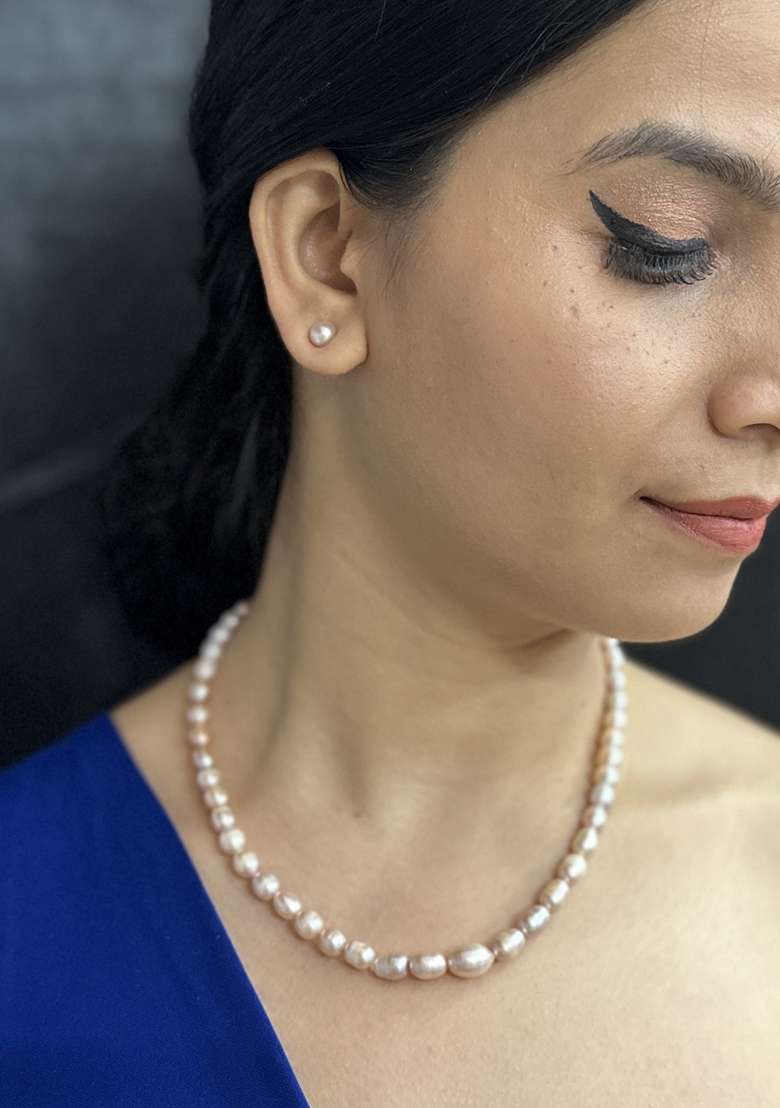 Pink Gold Plated Alloy Necklace Set - Indya