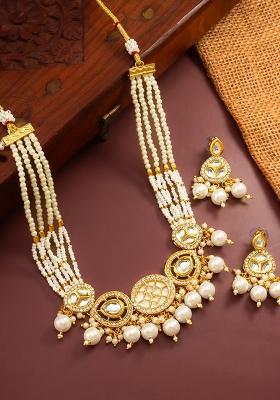 Multicolor Gold Plated Brass Necklace And Earrings