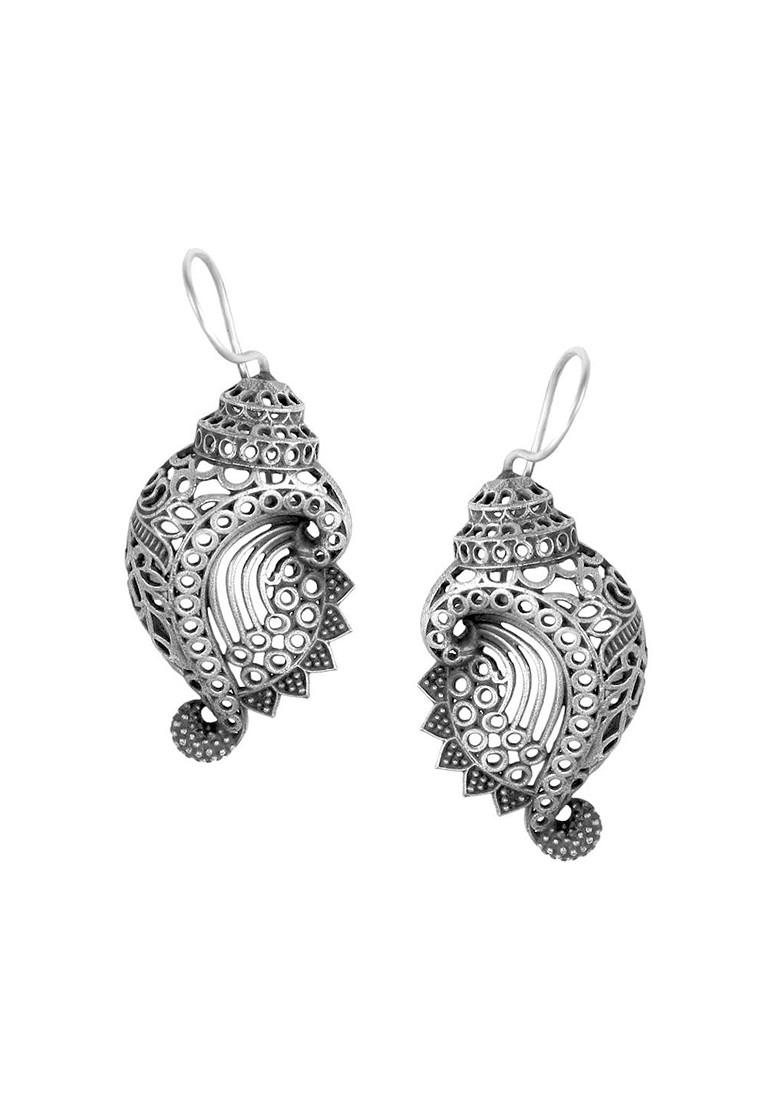 Gold Plated Oxidised Necklace Earrings - Indya