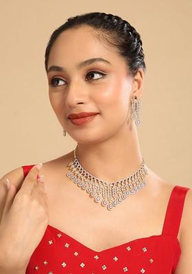 Gold Plated Brass Cubic Zirconia Drop Radiance Necklace Earrings